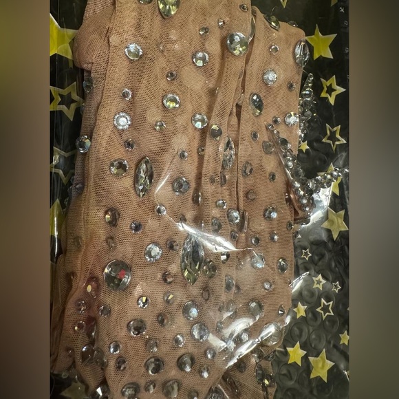 Rhinestones Spandex Elbow Length Gloves Crystals Embellished Long Mittens - Picture 11 of 11